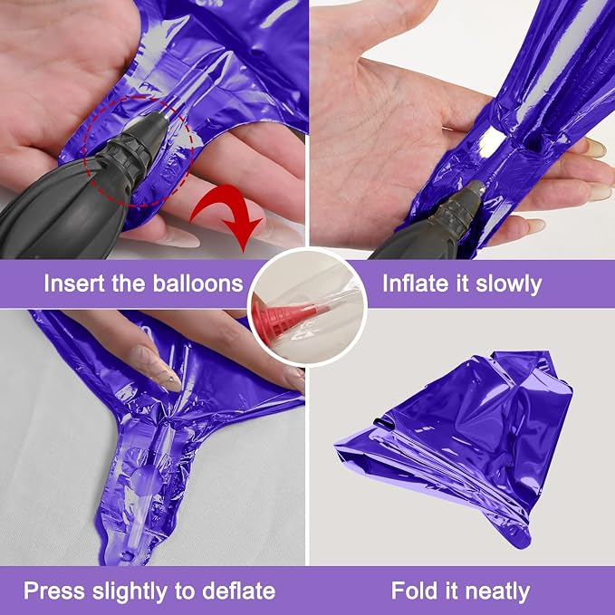 12Pcs Dark Purple Round Foil Balloons, Metallic Purple Foil Balloon - Image 8