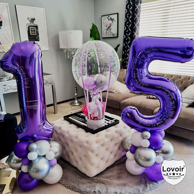 Purple 26 Number Balloons, 40 Inch Giant Number 26 Balloons Foil Mylar Helium - Image 7