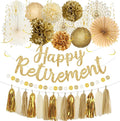 Roetyce Gold Retirement Party Decorations, Glitter Happy Retirement Banner | by Roetyce