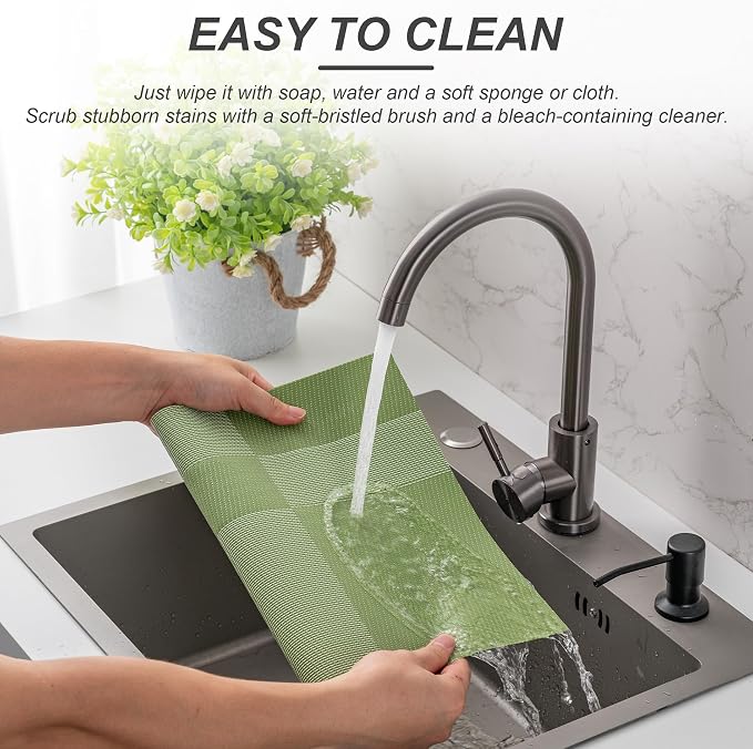 Placemats Set of 6 Washable Indoor | Outdoor Vinyl Place Mats - Image 3