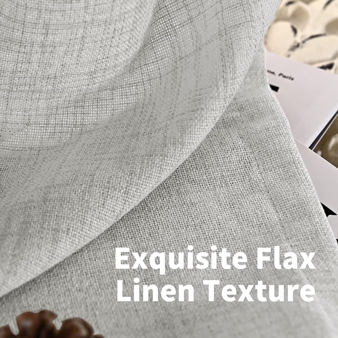 YoungsTex Light Grey Linen Curtains 40 Inch Length, Light Filtering Short Drapes - Image 4