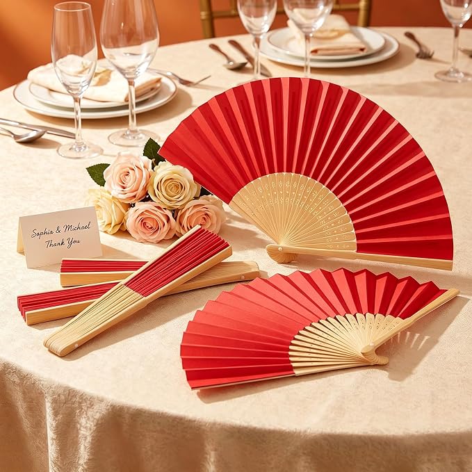 Paper Hand Fans, 8.3 Inch Foldable Handheld Fans - Image 6