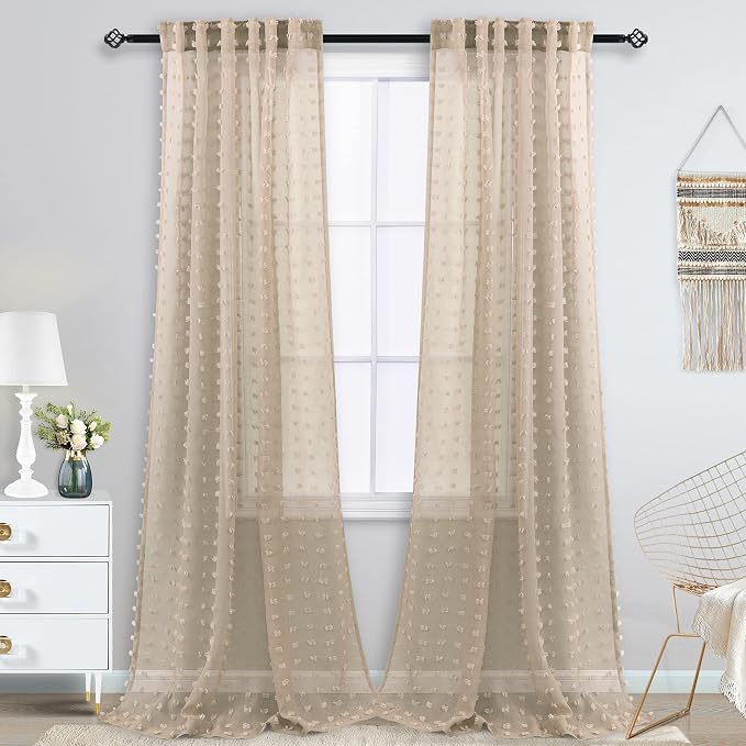 KOUFALL Tan Curtains 102 Inches Long - Image 2