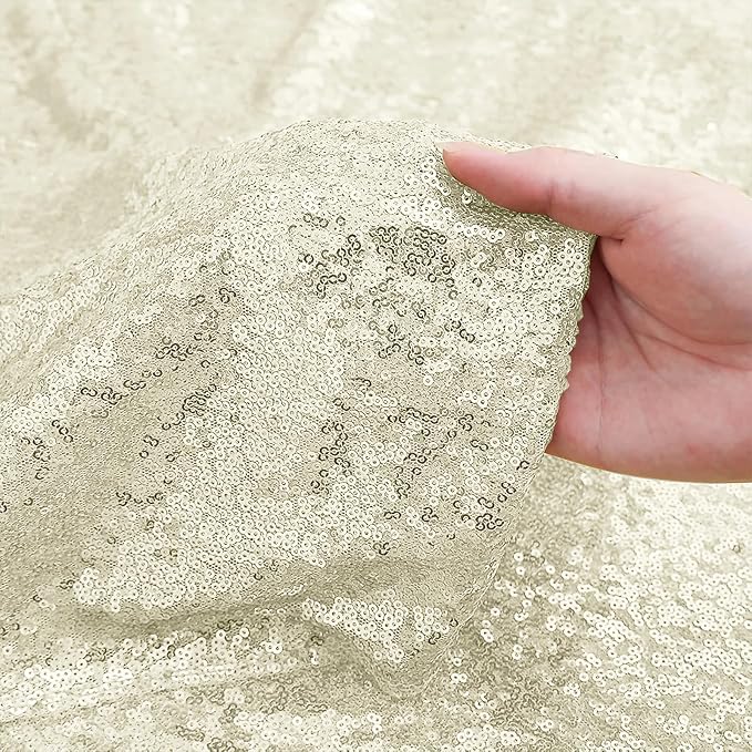 Sugargirl Champagne Sequin Backdrop Curtain 4FTx8FT Glitter Champagne - Image 5