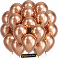 Pro Duralatex Rose Gold Extra-Thick Balloons 120 Pack 10 inch | Metallic Chrome by Bezente
