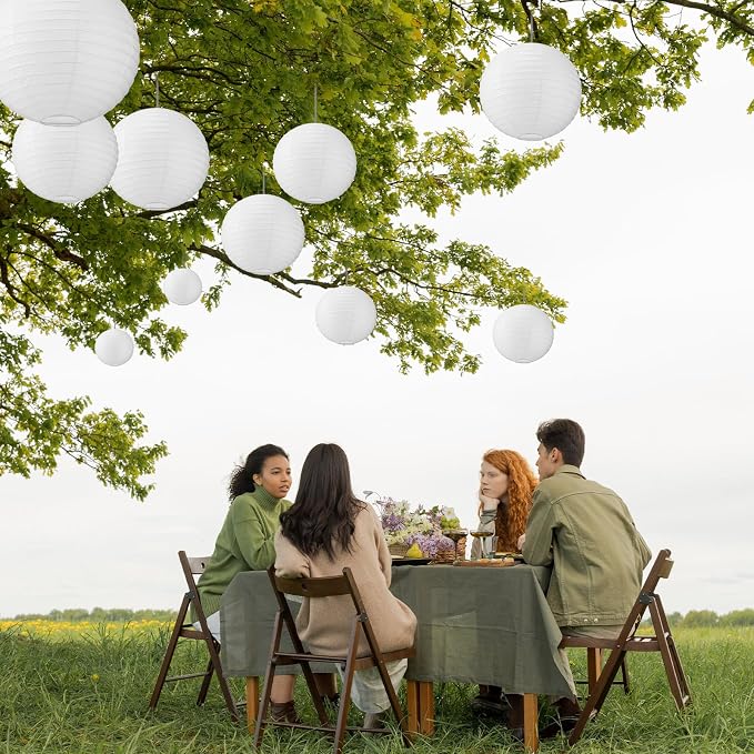 Treela 30 Pack White Chinese Japanese Paper Lanterns Decorative Hanging Round - Image 5