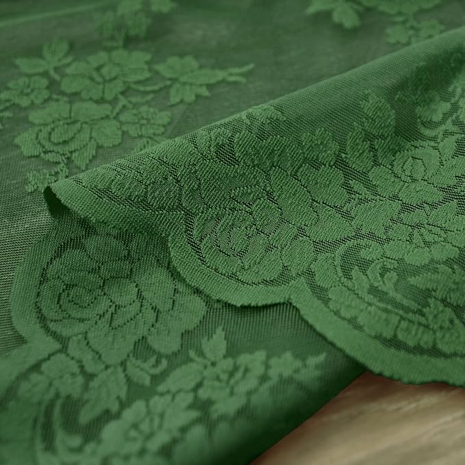 Kotile Emerald Green Floral Lace Curtains - Image 9