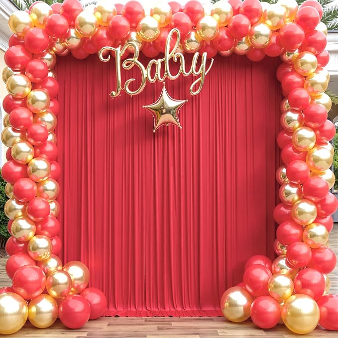 60×14ft Wrinkle Free Red Backdrop Curtain, Soft Silky Easy to Drape Wedding - Image 6