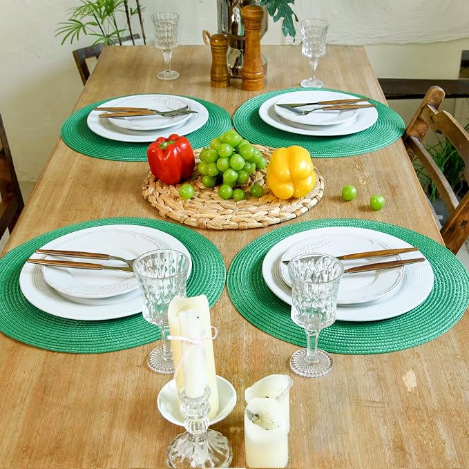 FunWheat Round Braided Placemats Set of 4 Table Mats - Image 6