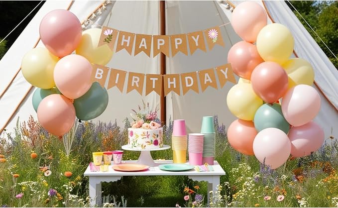 Wildflower Birthday Banner, Pre-Strung Floral Party Decorations - Image 2
