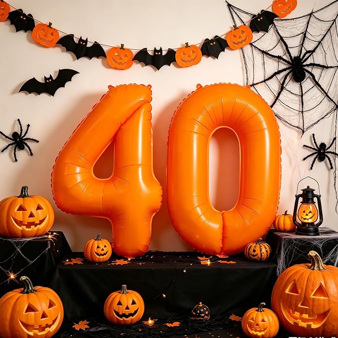 Fluorescent Orange Number Balloon 40 inch Giant Foil Helium Balloons Orange - Image 3