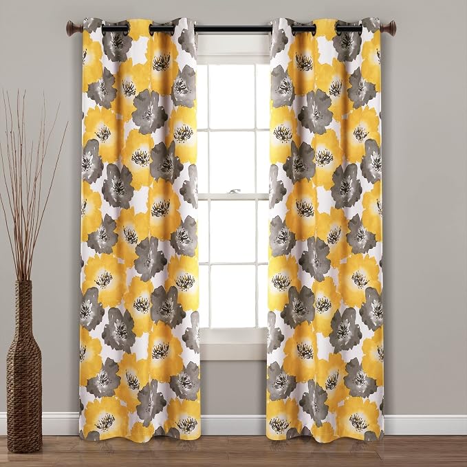 Lush Decor Julie Floral Insulated Grommet 100% Blackout Window Curtain Panels - Image 2