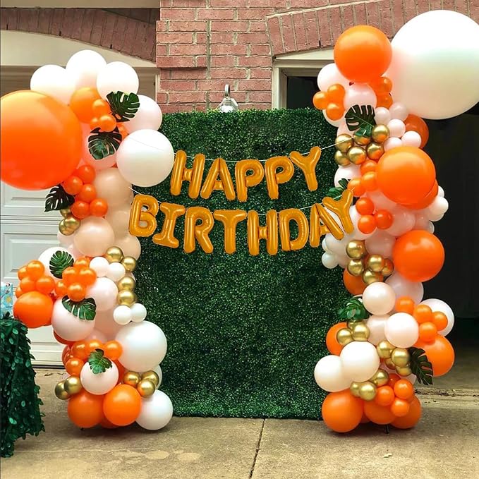 TONIFUL 16 Inch Orange Happy Birthday Balloons Banner Decorations | Reusable - Image 6