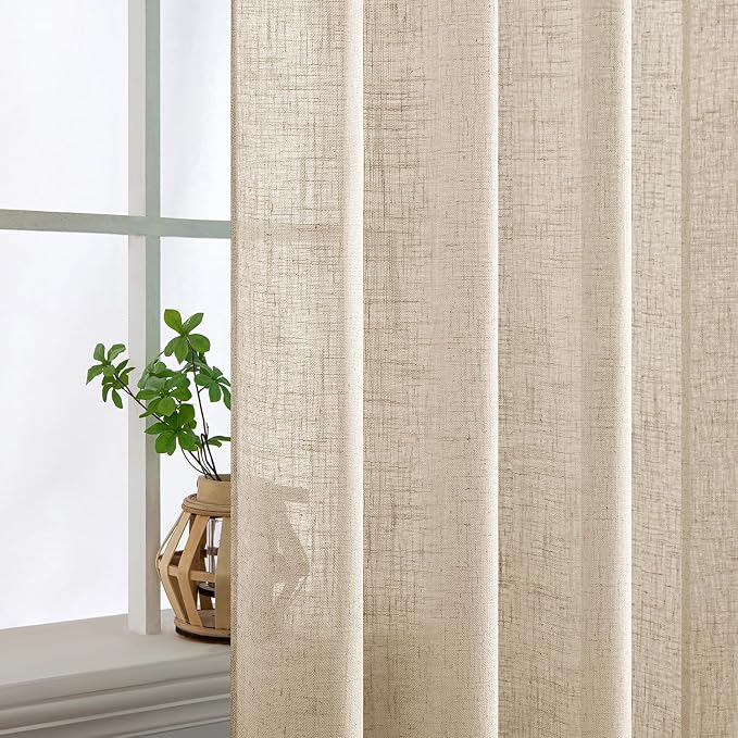 MIULEE Light Taupe Linen Curtains 52x72 Inch Length - Image 5