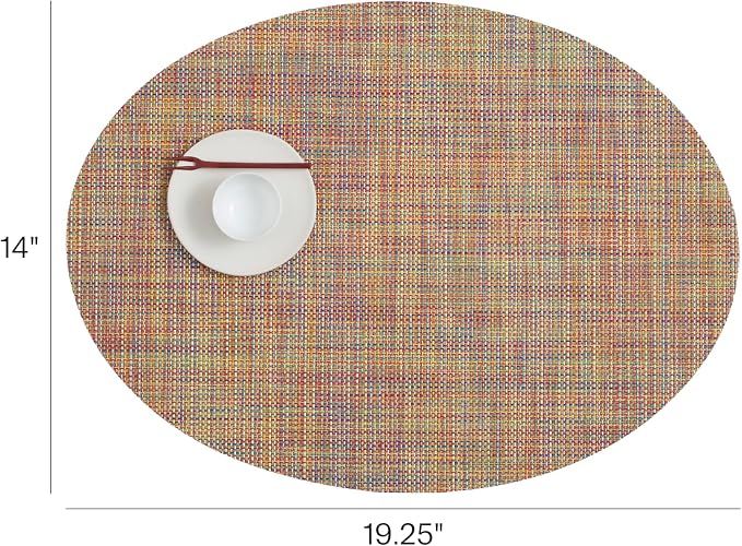 Chilewich Mini Basketweave Placemats, Woven Oval Placemats Set of 4 | Reusable - Image 2