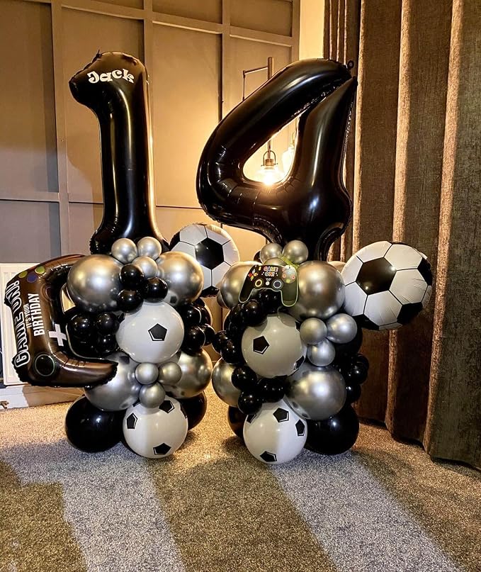 40 Inch Black 14 Number Balloons Giant 14 Balloons Black Birthday Balloons 14th - Image 3