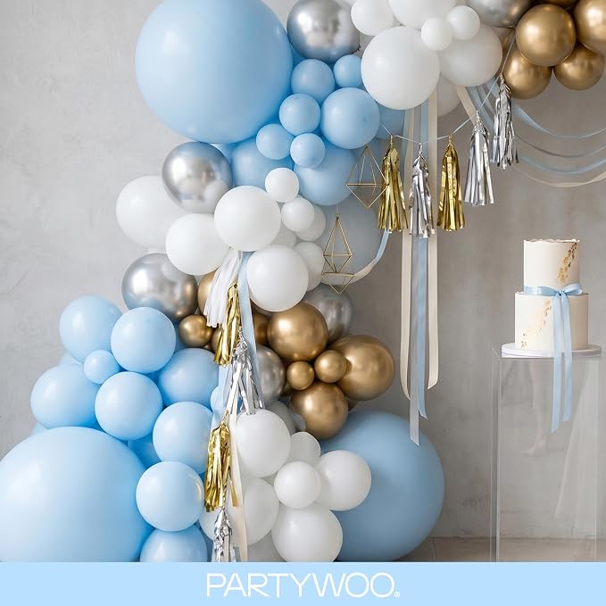 PartyWoo Baby Blue Balloons 155pcs Light Pastel Sky Aqua Blue Color | 18 12 10 - Image 8