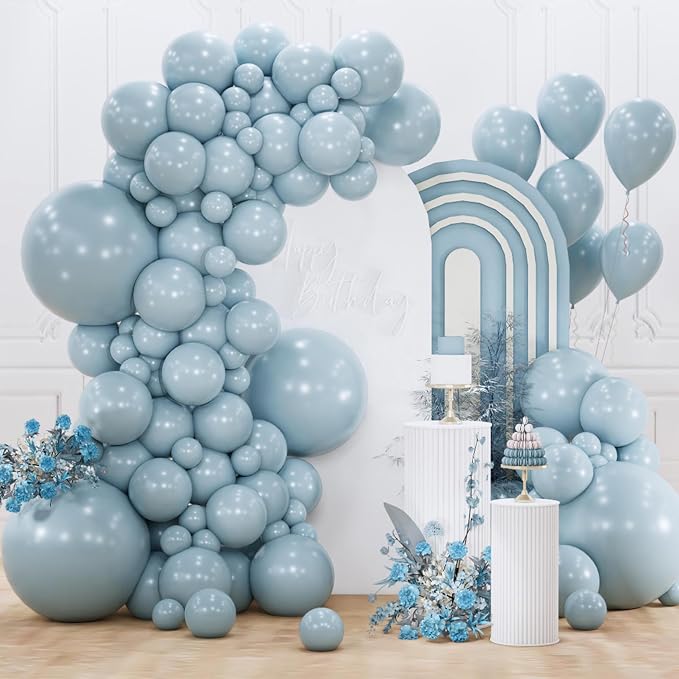 PartyWoo Dusty Blue Balloons 155pcs Light Blue Aqua Boho Color | 18 12 10 5 by PartyWoo