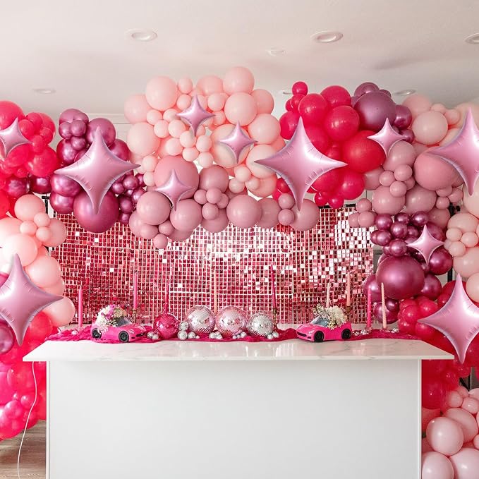 TONIFUL 30 Pcs Four Pointed Star Balloon 26In&10In Light Pink Foil Balloon | - Image 6