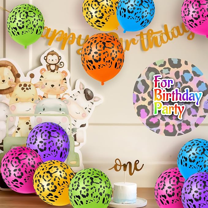 Gejoy 36 Pcs Colorful Neon Cheetah Balloons Leopard Print Balloons 12 Inch - Image 5