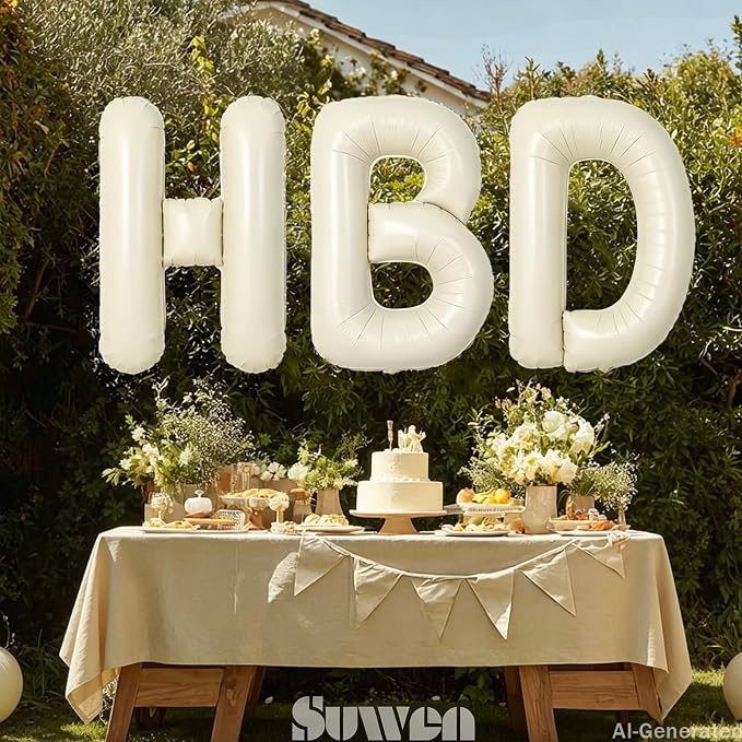 SUWEN 40 Inch Cream Large N Letter Balloons Big Foil Helium A-Z | Jumbo Mylar - Image 3