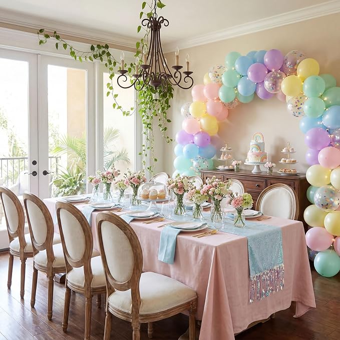 Civaner 48 Pieces Pastel Balloons Bulk 12 Inch Macaron Rainbow Confetti Latex - Image 5