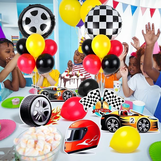 6 Sets Race Car Party Balloons Stand Kit Racing Car Table Centerpieces Decor - Image 7