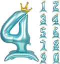 Blue Crown Number 4 Foil Balloon Standing Blue digital 4 Foil Balloon | by YOIOZAIZAI