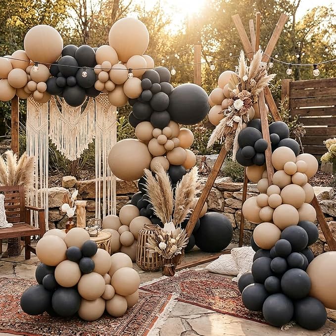 RUBFAC Vanilla Brown Balloons Different Sizes 105pcs 5/10/12/18 Inches - Image 8