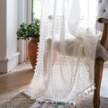 WAZZIO Boho Lace Curtains 84 Inches 2 Panel, Light Filtering Privacy Tassel & by WAZZIO