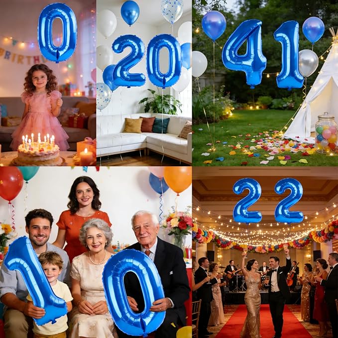 40 Inch Number 41 Balloons for 41st Birthday Party Decorations, 0-100 Dark Blue - Image 7