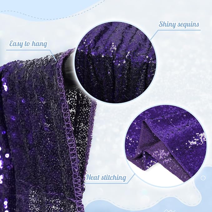 PartyDelight Purple Sequin Backdrop 6x6ft Sparkly Photo Curtain | 4 Inch Rod - Image 5