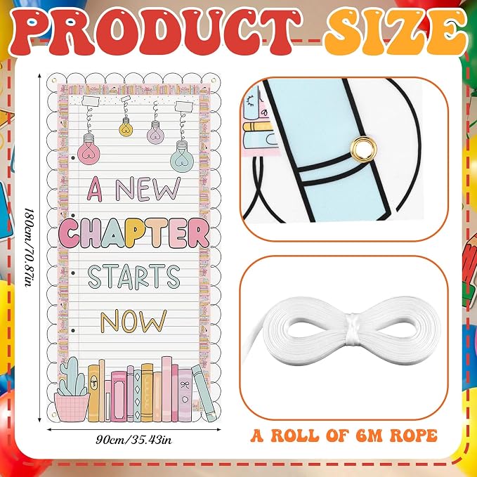 HunnmingRe Classroom Door Banner Decor a New Chapter Starts Now Back to School - Image 2