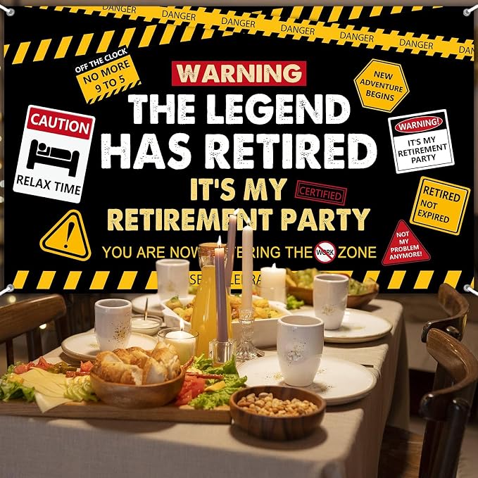 6x3.6ft Happy Retirement Backdrop Legend Retired Banner - Image 3