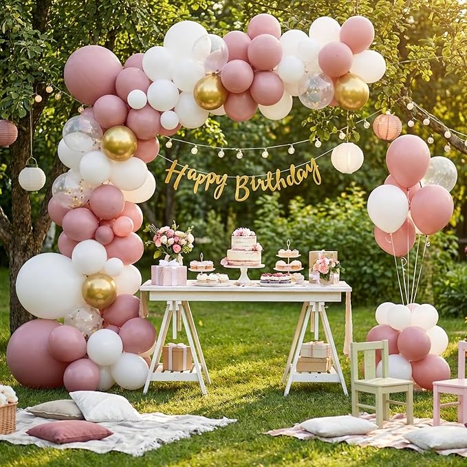 RUBFAC Dusty Pink Balloons Different Sizes 105pcs 5/10/12/18 Inches - Image 6