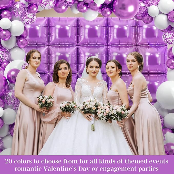 Light Purple Square Foil Balloons 25 Pcs Metallic Light Purple Balloons Wall - Image 4
