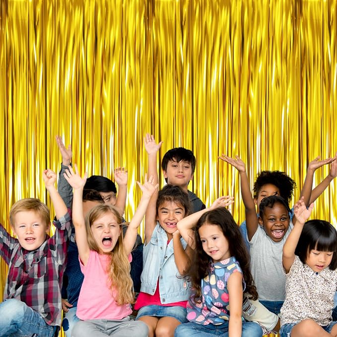 GOER 3.2 ft x 9.8 ft Metallic Tinsel Foil Fringe Curtains Party Photo Backdrop - Image 4