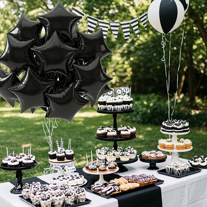 TONIFUL 15 Pcs Star Shaped Balloons 18 Inch Large Black Foil Balloons | Big - Image 6