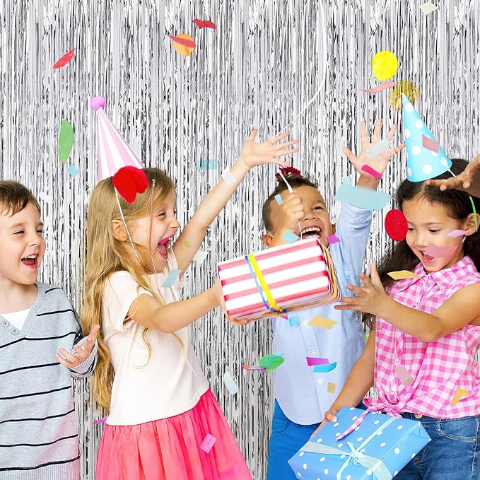5 Pack Silver Foil Curtain Backdrop 3.2ft x 9.8ft Metallic Tinsel Foil Fringe - Image 5