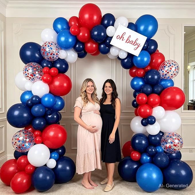 Red Blue White Balloon Arch Kit, Patriotic Decor | Navy Pearl Dark Blue - Image 7