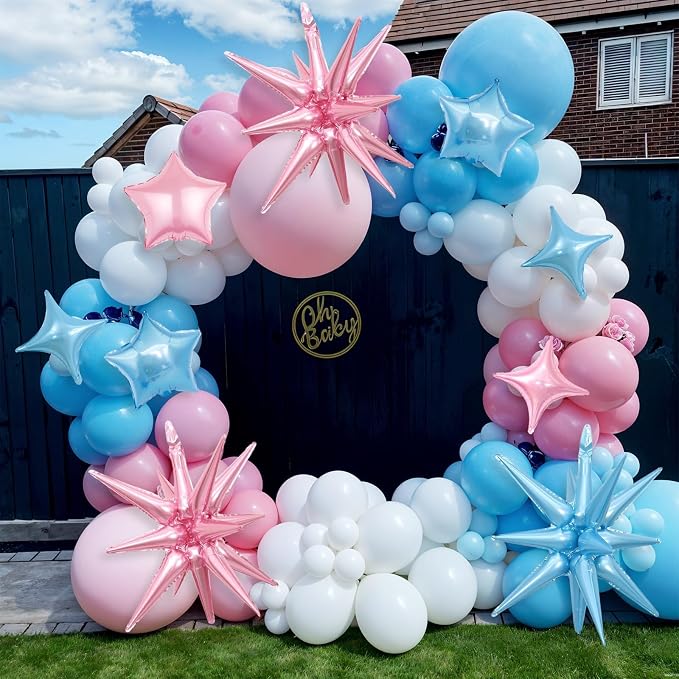 14pcs Pink Blue Star Balloons, Mixed Star Foil Balloon, 22Inch Explosion Stars - Image 4