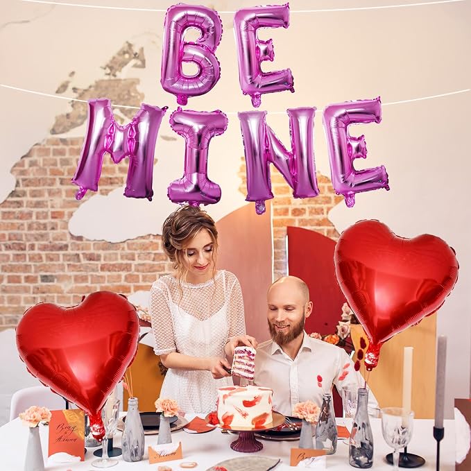Valentines Day Balloons Decoration, Be Mine and Red Heart Letter Balloons - Image 6