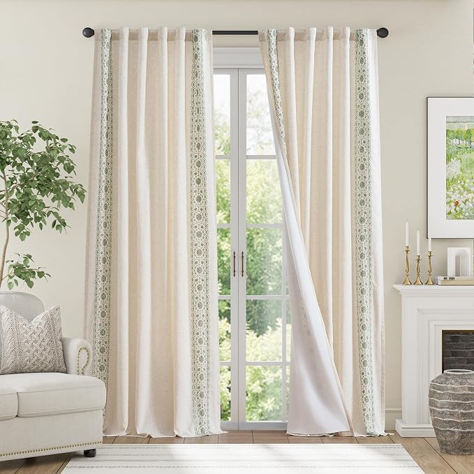 jinchan Floral Linen Curtains - Image 3