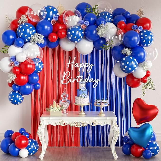 157Pcs Red White and Blue Balloons Garland Arch Kit by MEBAY
