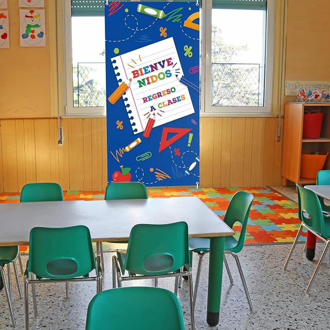 HunnmingRe Bienvenidos Regreso a Clases Banner Regreso a Clases Door Decor Back - Image 5