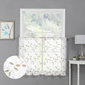 Tollpiz Taupe Leaf Sheer Tier Curtains Kitchen 30 x 24 Inches | Short Curtain by Tollpiz