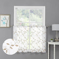 Tollpiz Taupe Leaf Sheer Tier Curtain Kitchen 30 x 36 Inches | Leaves by Tollpiz