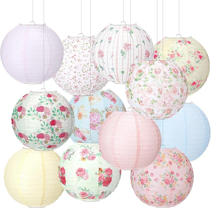 Baquler 12 Pcs Floral Paper Lanterns Tea Party Decorations 10 Inch Wildflower by Baquler