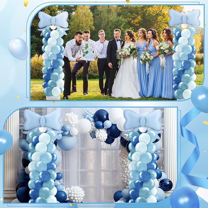 Kasyat Dusty Blue Bow Balloon Column Stand Kit Retro Baby Blue Balloon Arch - Image 7