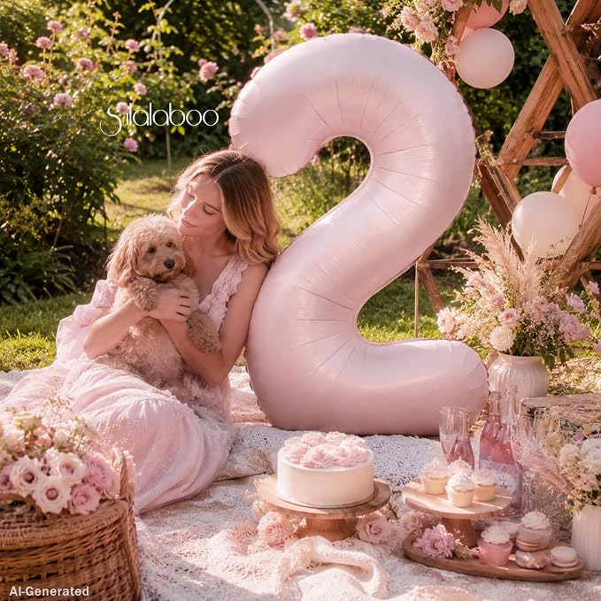 40 Inch Light Pink Number 2 Foil Big 0-9 Giant Digital Balloon | 2nd - Image 3